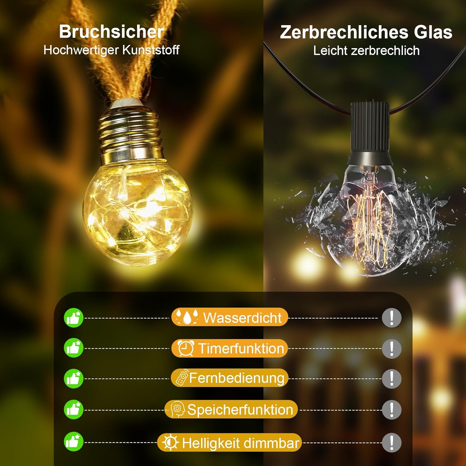 Goffii Solar Lichterkette Aussen 20 LED 12,5 m warmweiss 8 Modi Timer