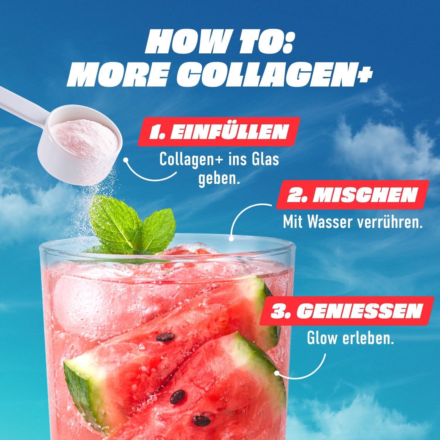 MORE Collagen+ Pulver Watermelon Mint Kollagen Hyaluron Vitamine