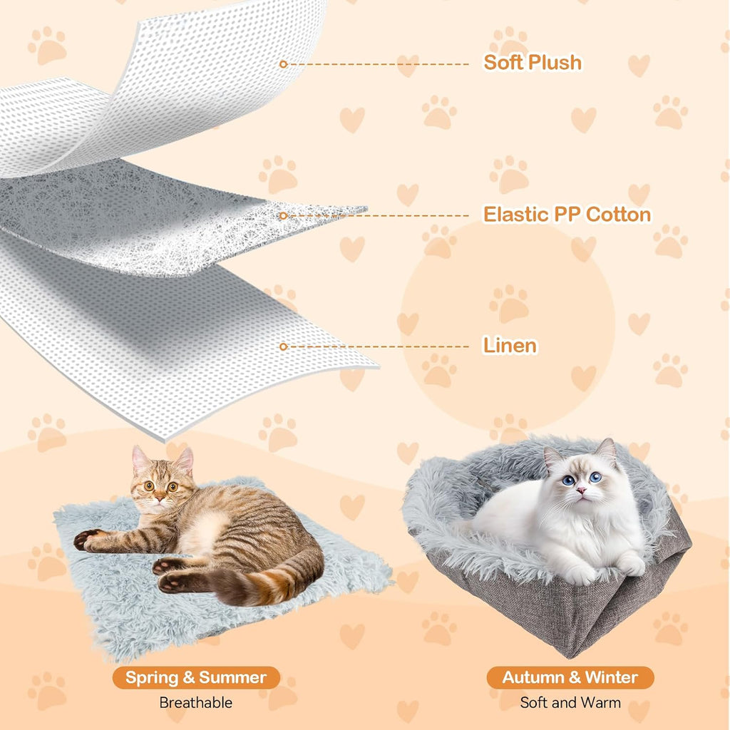 Katzenbett 2in1 Plüsch Kissen und Korb 61x51 cm Grau