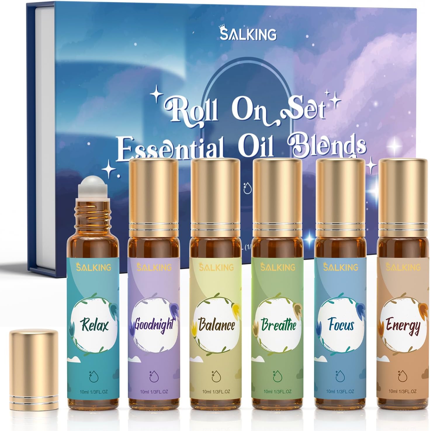 SALKING Roll-On 6x10 ml aetherische Oele Aromatherapie Geschenkset Entspannung