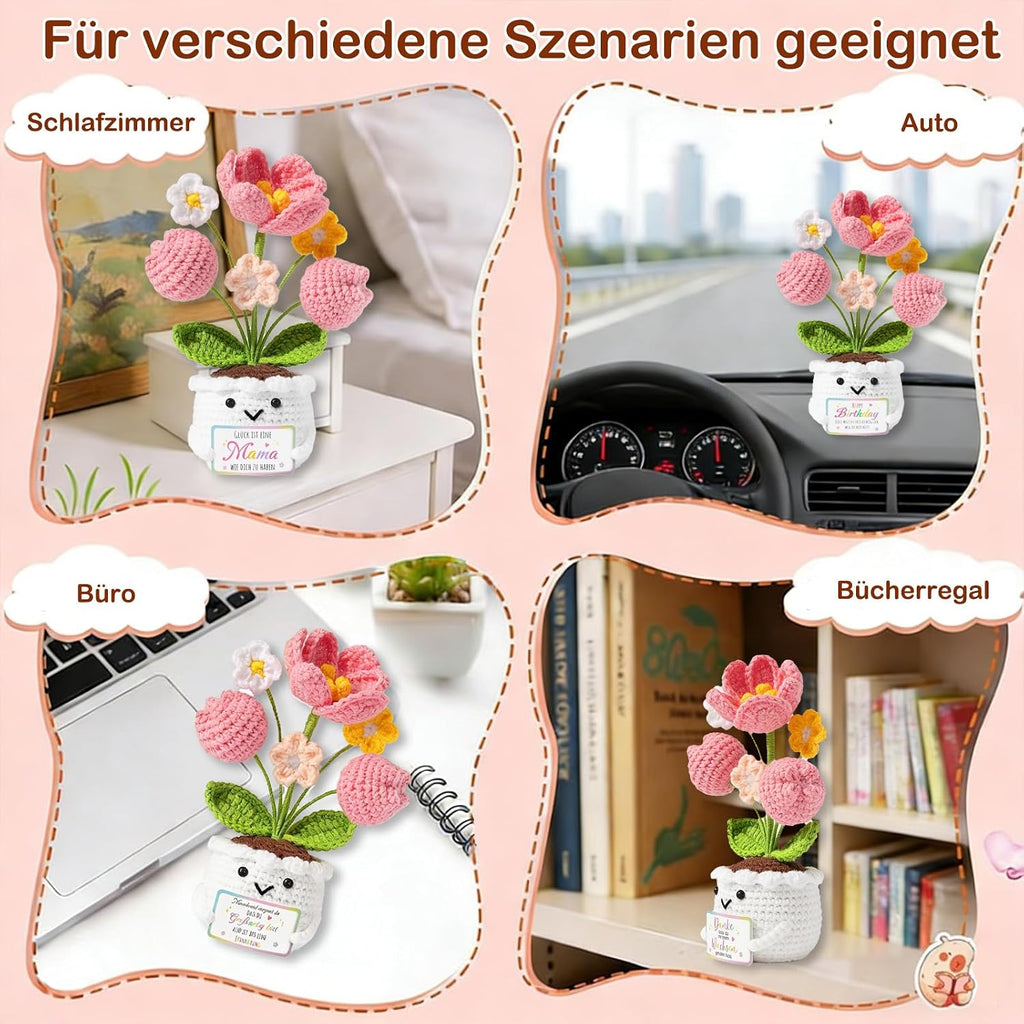 Muttertagsgeschenk Rosa Tulpe mit Energiekarte Geschenk fuer Mama Frau