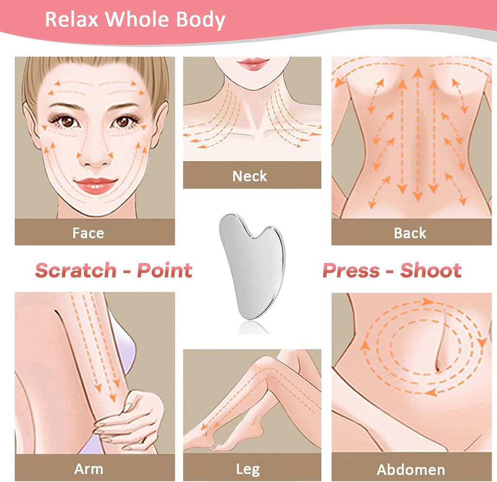 Gua Sha Edelstahl Massagegeraet Gesicht Lymphdrainage Koerper