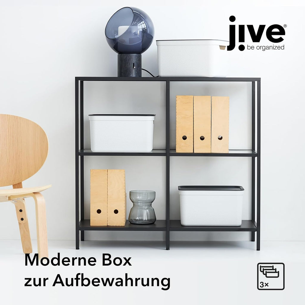 Jive Aufbewahrungsbox 3er Set mit Deckel Kunststoff Gruen Anthrazit
