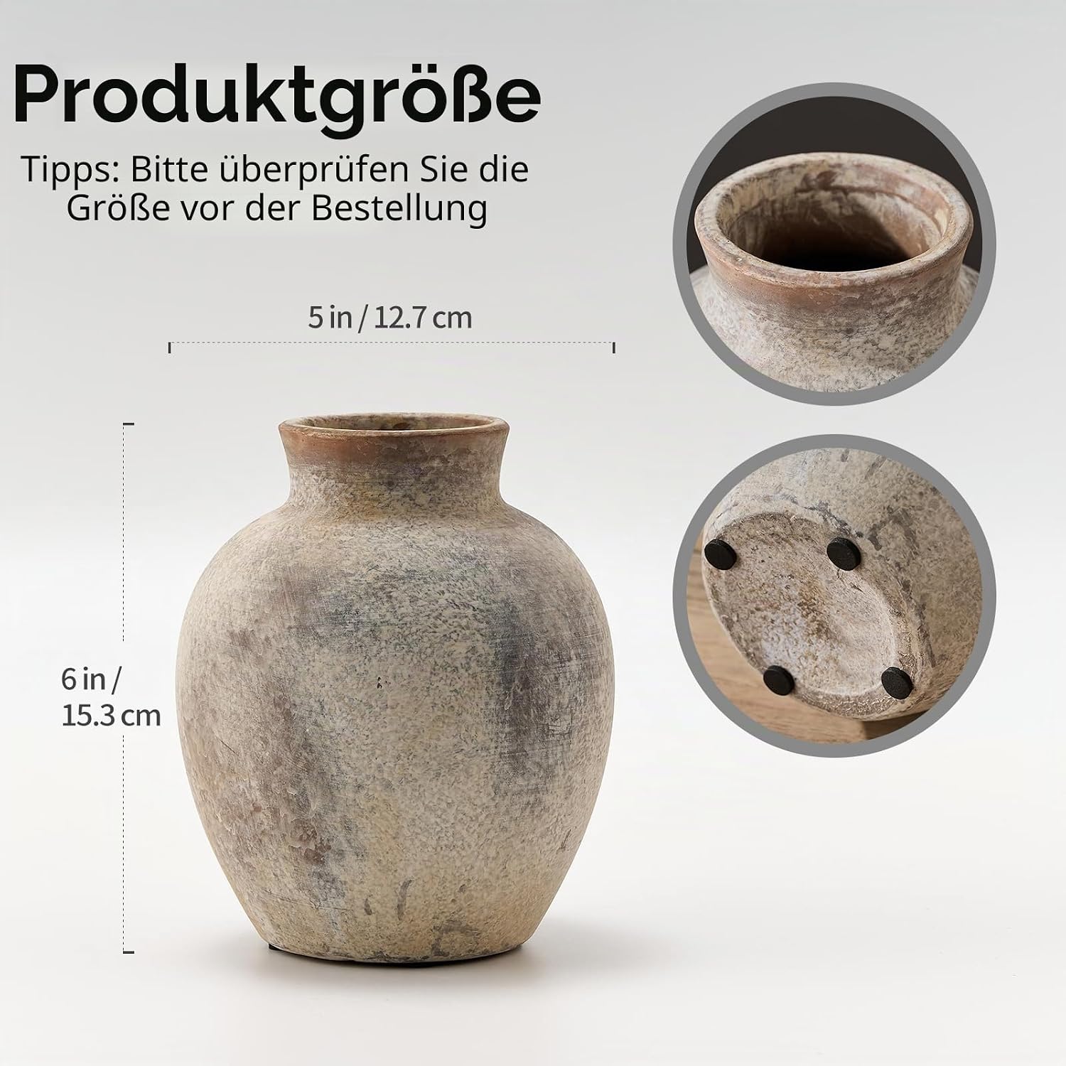 Keramik-Blumenvase 15,2 cm Bohemian Stil rustikal Heimdekoration