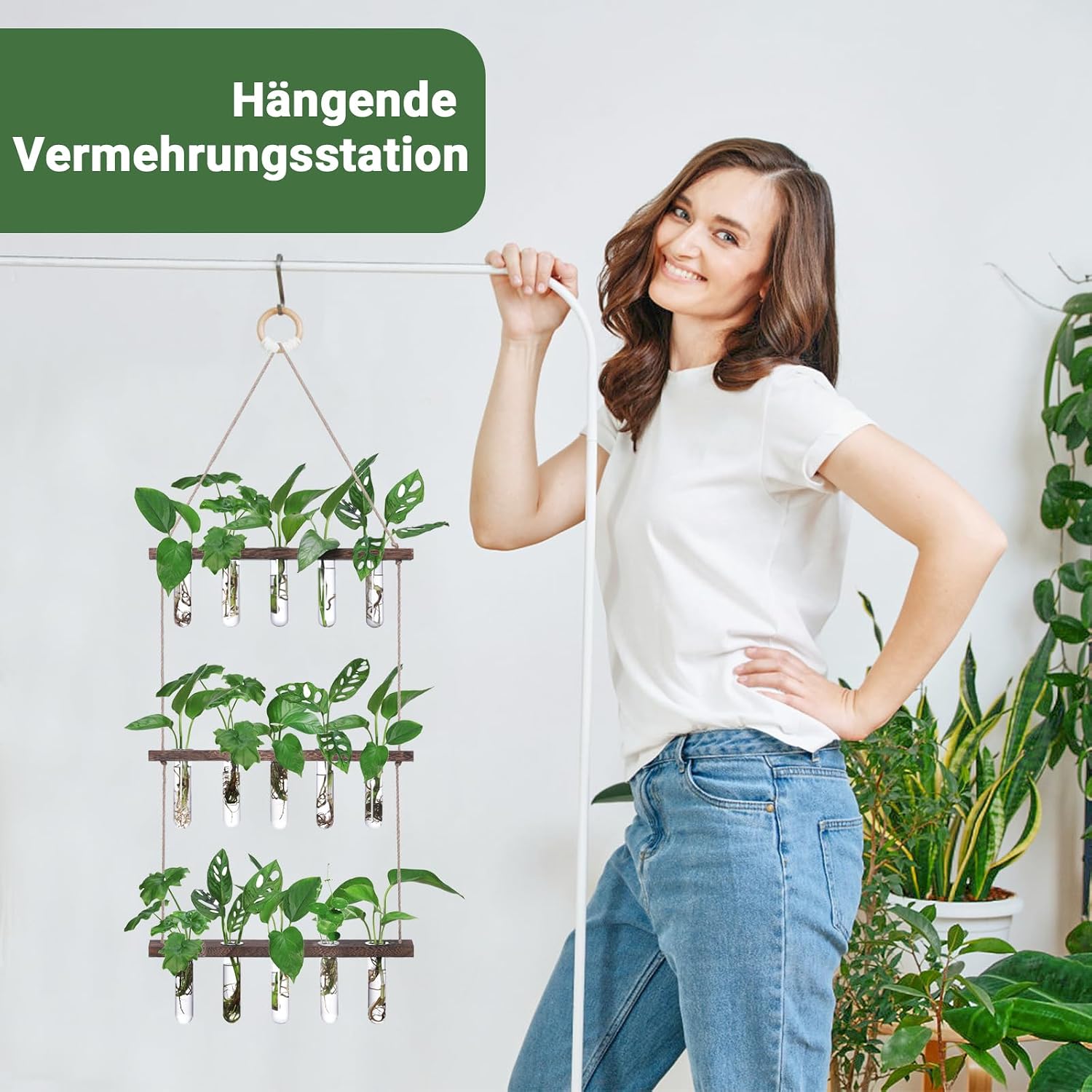 XXXFLOWER Reagenzglaeser 3x5 mit Staender Glas Vase Hydrokultur Stecklinge