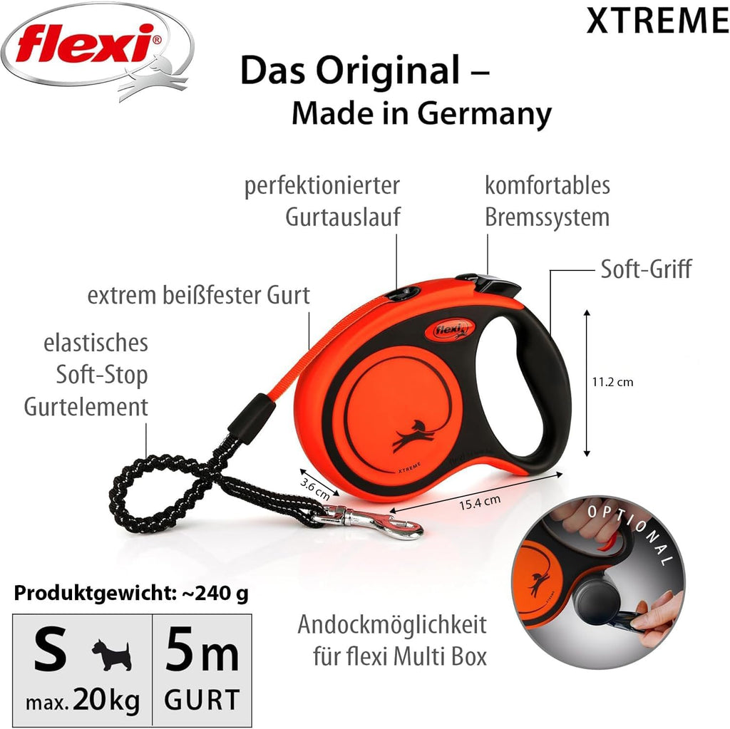 flexi Xtreme L Gurt-Rollleine 8 m fuer Hunde bis schwarz/orange 3m-8m