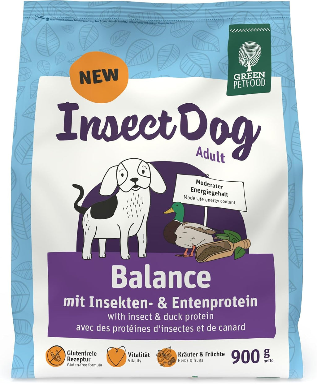 Green Petfood InsectDog Vitality Adult Hunde Trockenfutter Insekten Ente -7