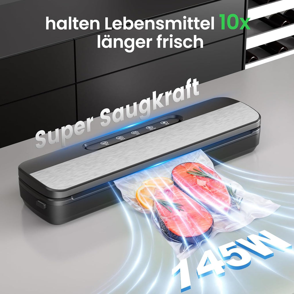 Vakuumiergeraet 7-in-1 145 W fuer Dauerbetrieb, Vakuumierer Lebensmittel