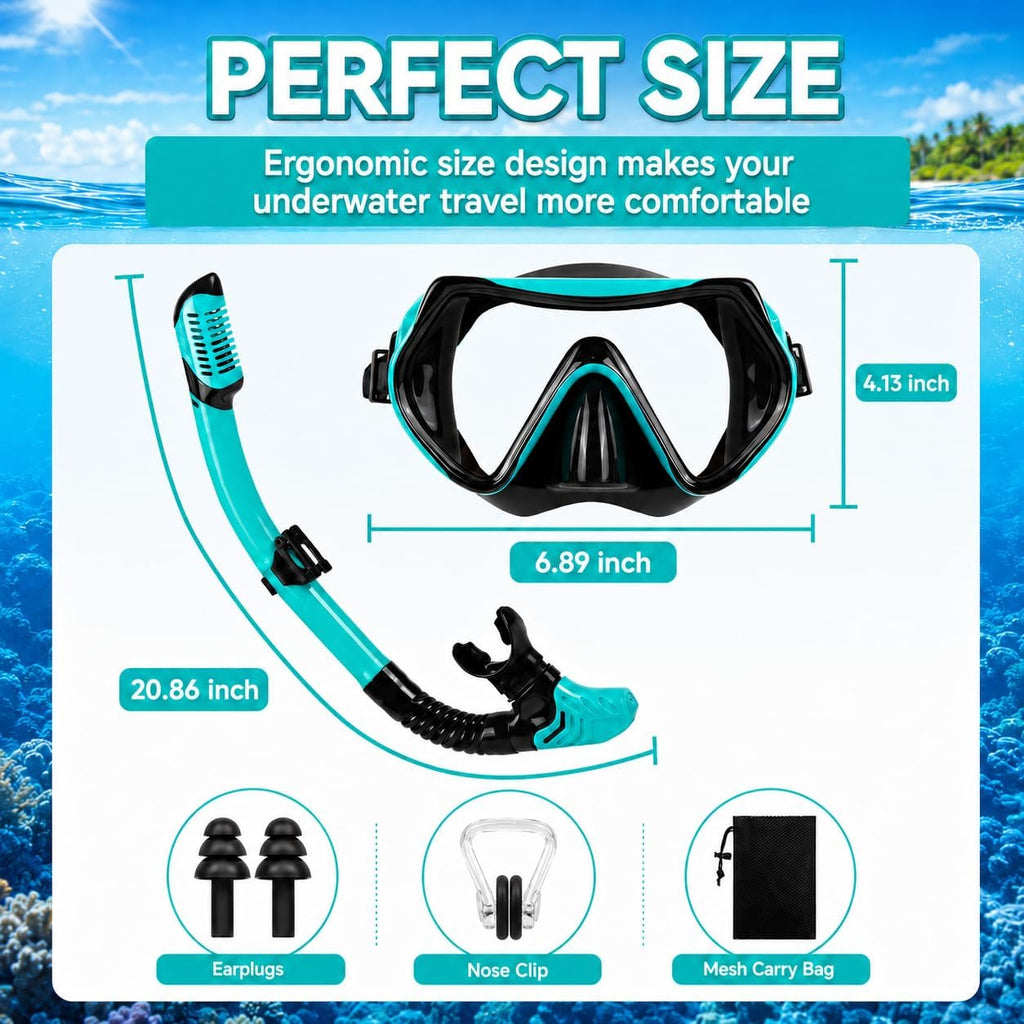 Schnorchelset Erwachsene mit Dry-Top Schnorchel 180° Panorama-Maske Antibeschlag