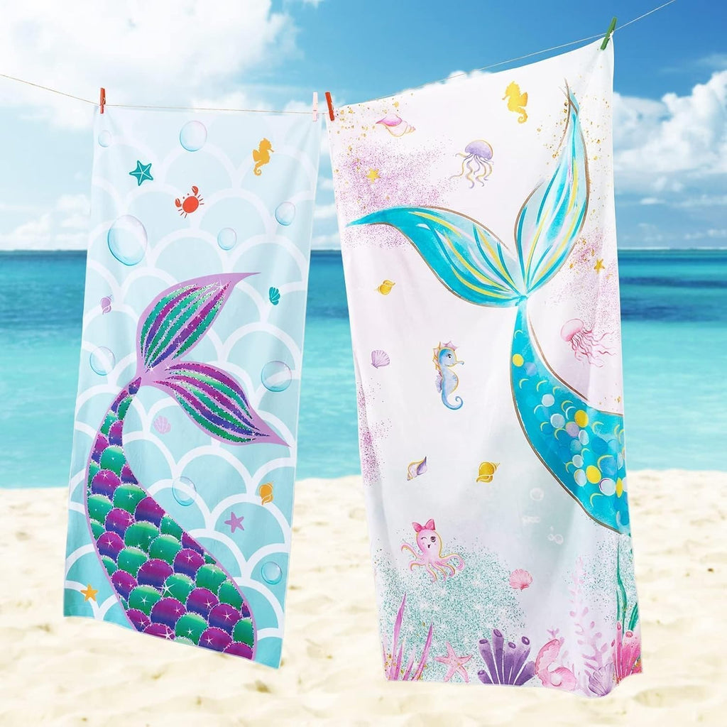WERNNSAI Kinder Strandtuch 76x150 cm Mikrofaser sandfrei, saugfaehig
