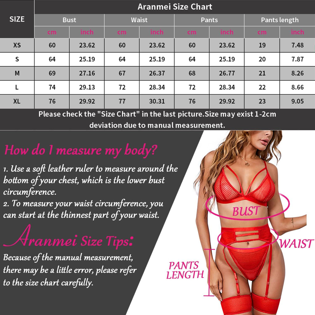 Damen Dessous Set 4-teilig mit Strumpfguertel und Strapsguertel S-XL