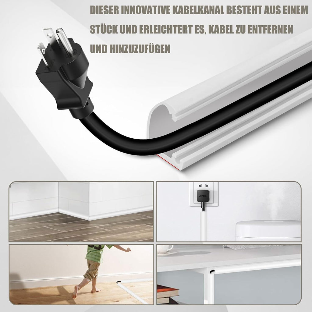Selbstklebende halbrunde Kabelabdeckung flexibel fuer Wand Boden 1m-6m