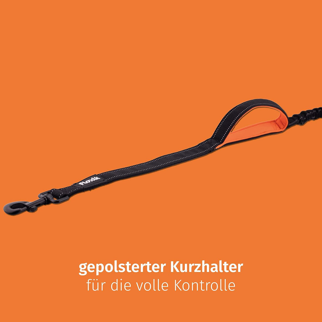 Floxik reflektierende Hundeleine verstellbar 100cm-150cm Kurzführer schwarz