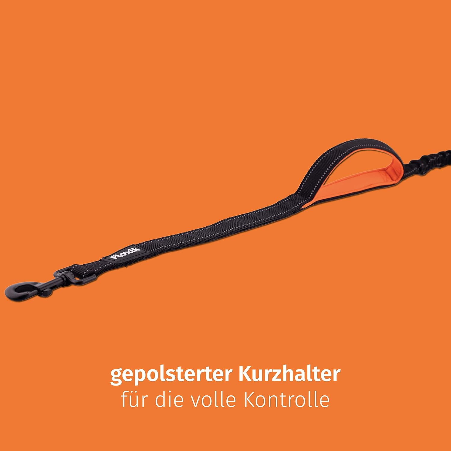 Floxik reflektierende Hundeleine verstellbar 100cm-150cm Kurzführer schwarz