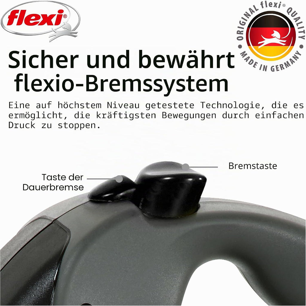 Flexi Giant Plus Leine 8 m L bis 50 kg neonfarbenes Band ergonomische Bremse
