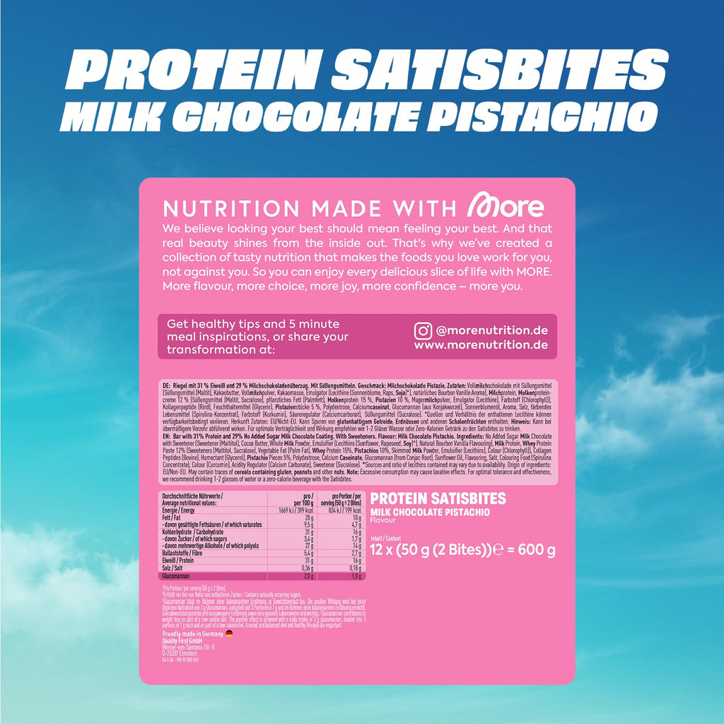 MORE Protein Satisbites 12er Box 12x25g White Chocolate Strawberry Cream verschi