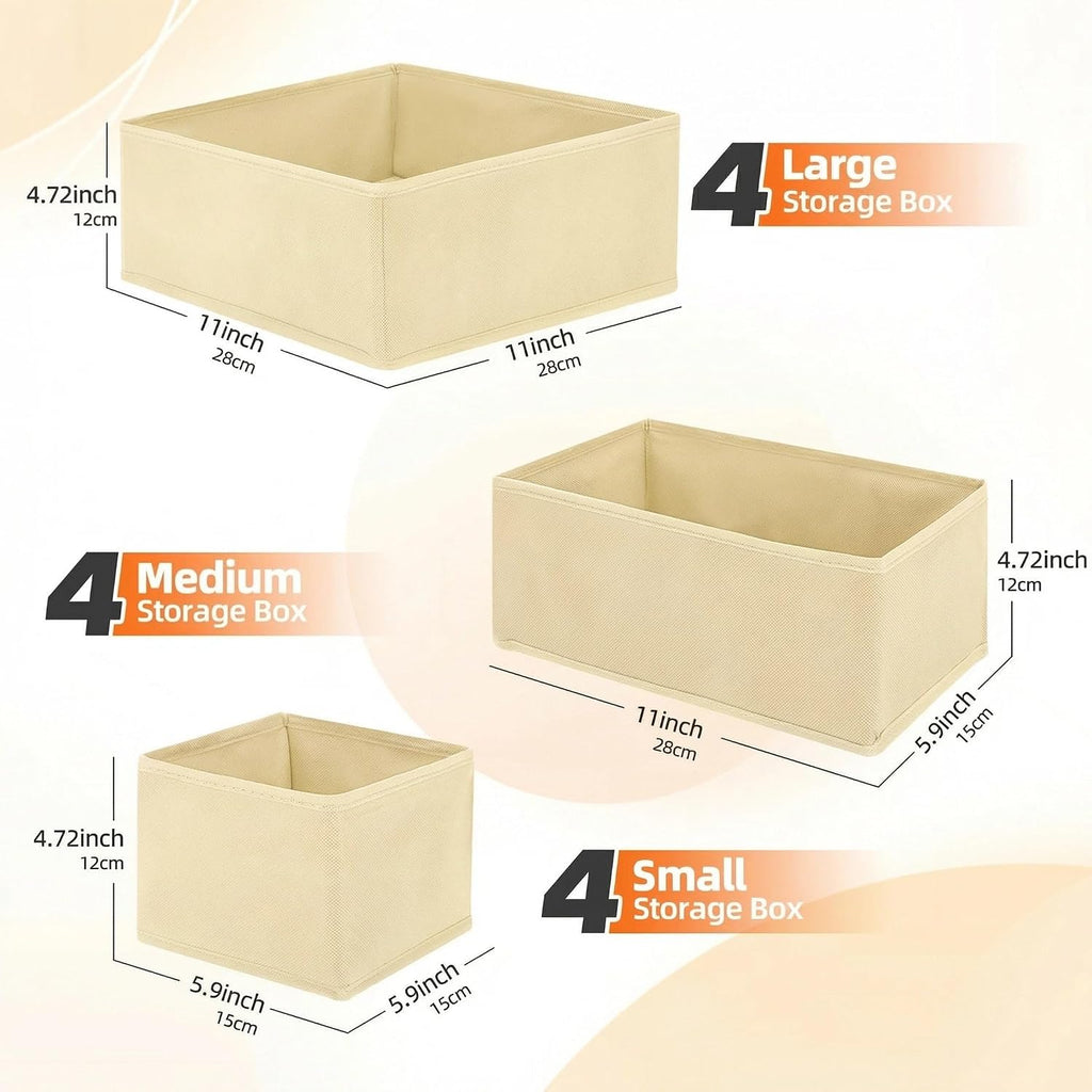 12er Set faltbare Schubladen Organizer Aufbewahrungsboxen fuer Kleiderschrank