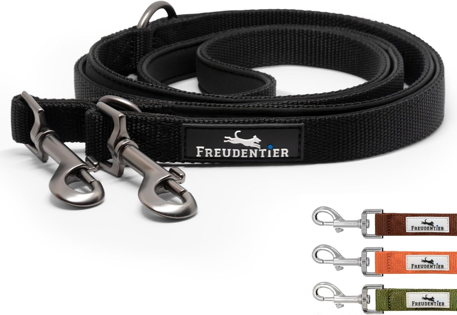 Freudentier Hundeleine Clyde 20 mm braun gepolstert verstellbar 2m