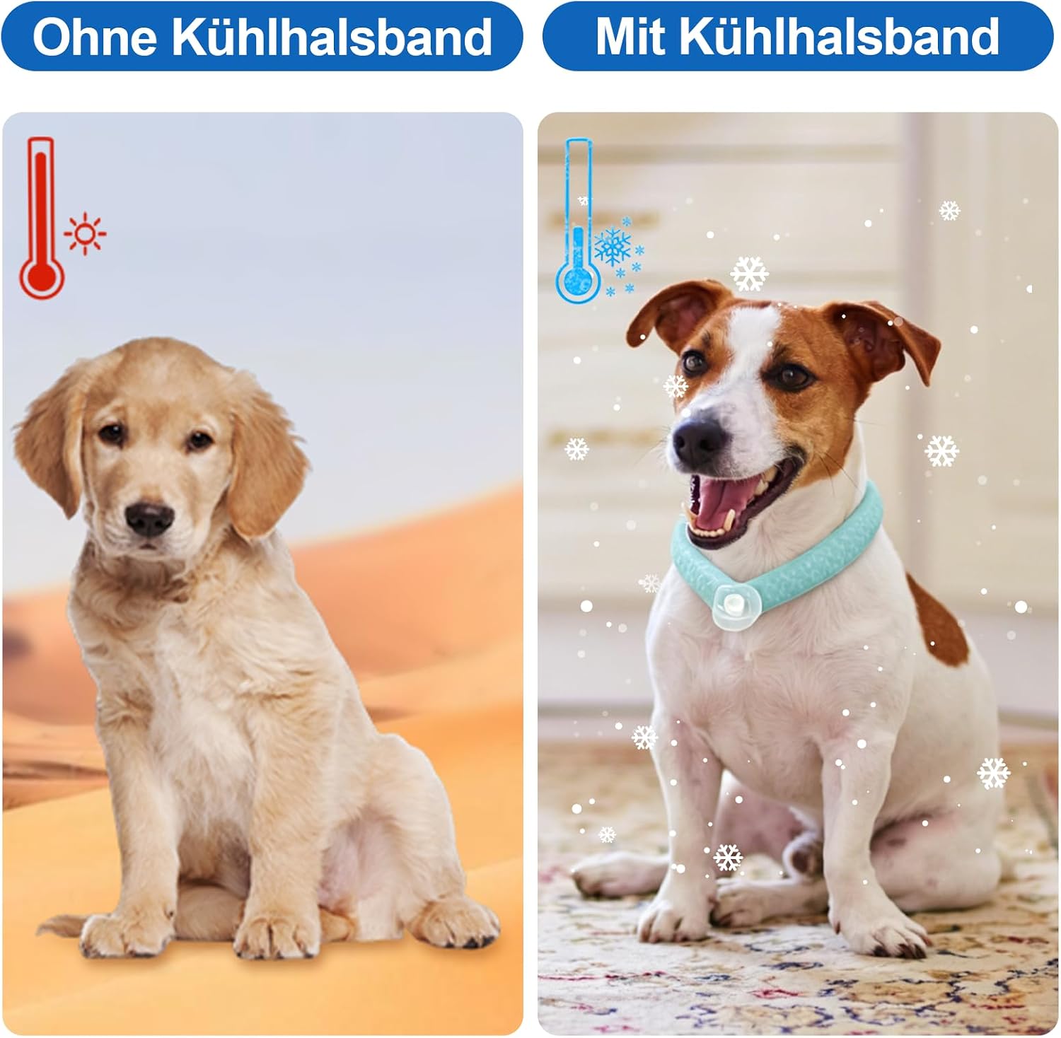 DEWEL Kuehlhalsband fuer Hunde bis 47 cm 360° Nackenkuehlschlauch Gruen