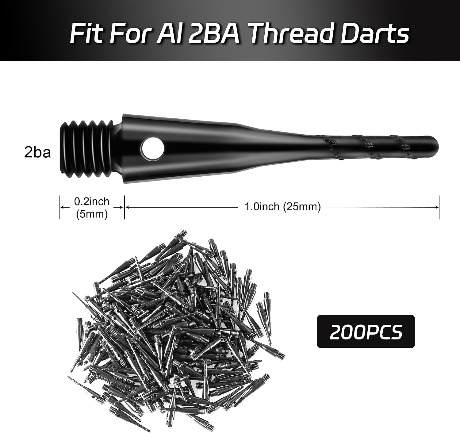 Cyeelife Soft Dartspitzen Kunststoff 200 Stueck 2BA Schwarz Ersatzspitzen