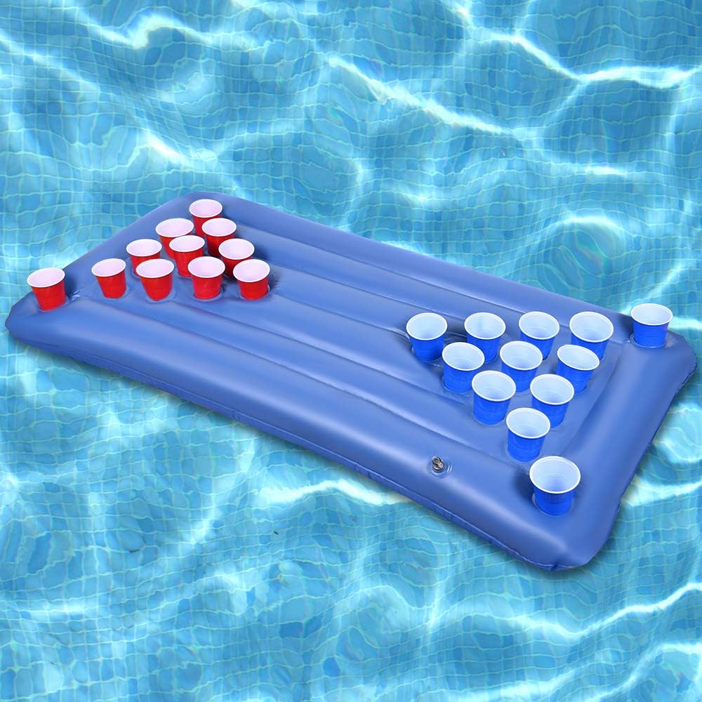 Faburo Luftmatratze 175x75x15 cm aufblasbar mit Getraenkehalter Pool Float