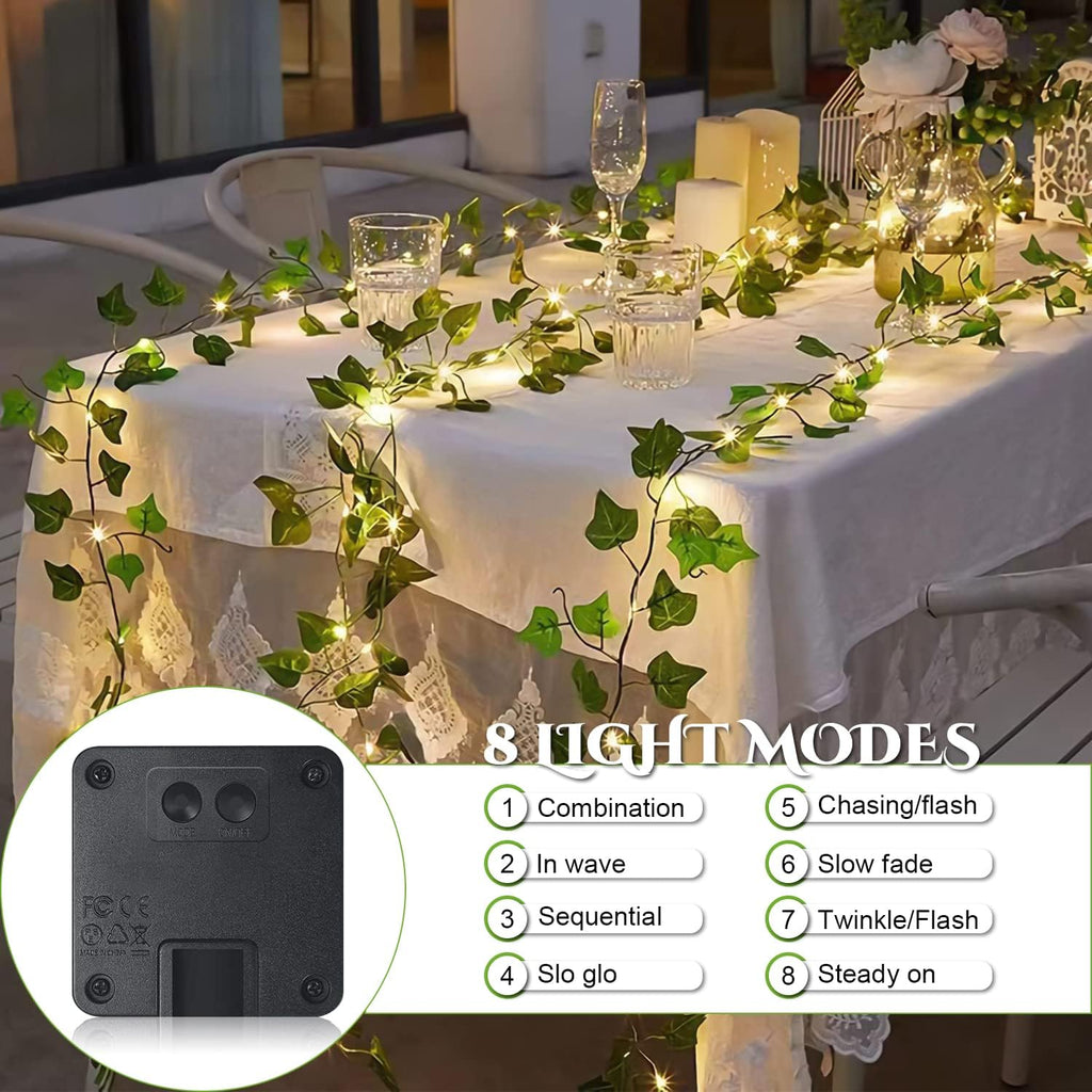 Efeu Lichterkette Solar 60 LED, 8 Modi, wasserdicht, Aussen 2m-12m
