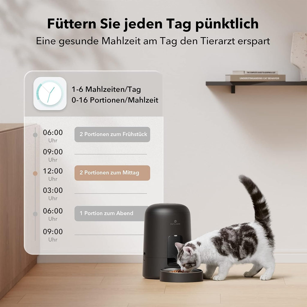 PETLIBRO Intelligenter Katzenfutterautomat kabellos mit App Steuerung, Edelstahl