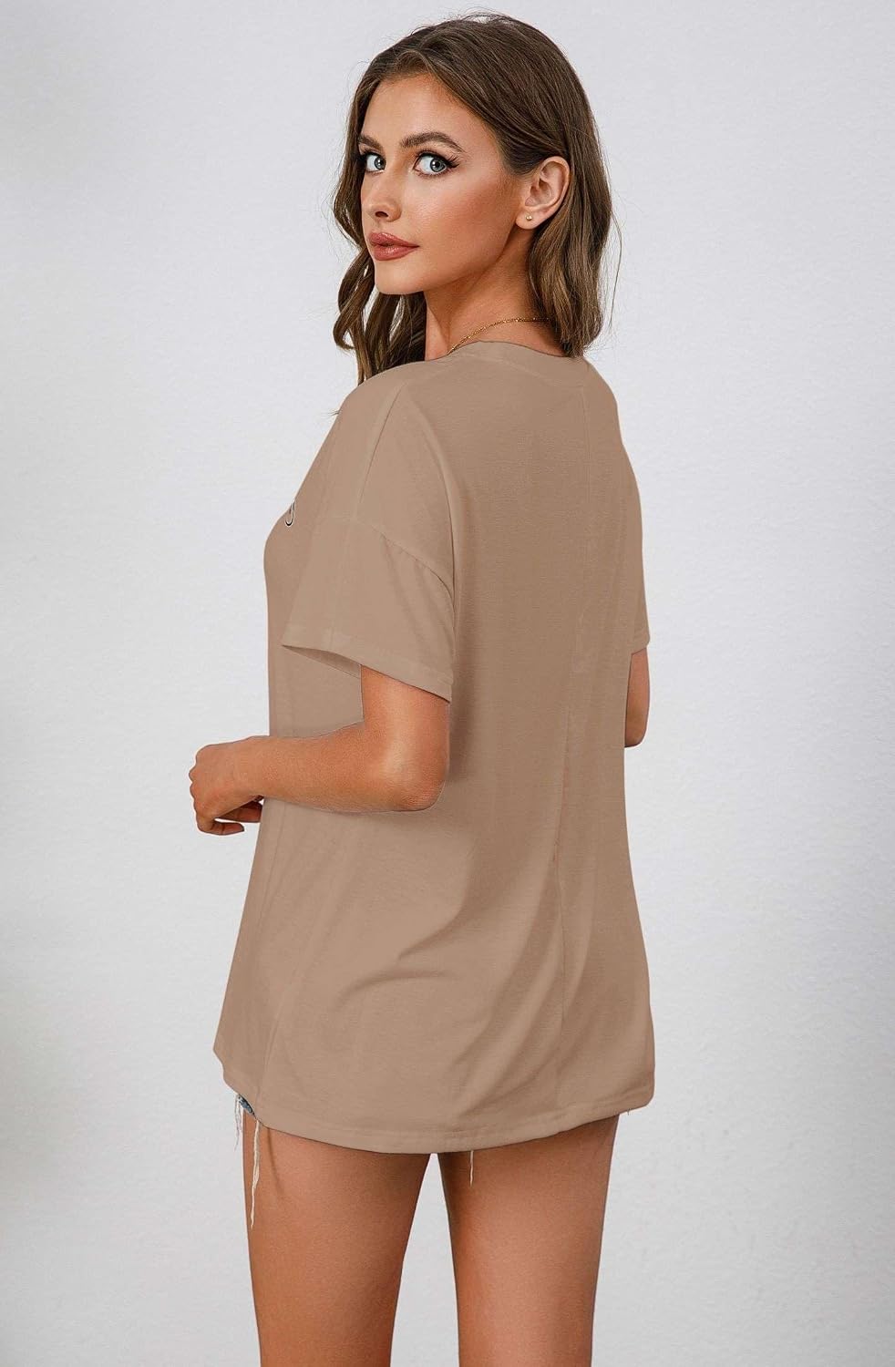 Damen Oversized T‑Shirt Baumwolle kurz-/langarm locker Tunika S-XXL