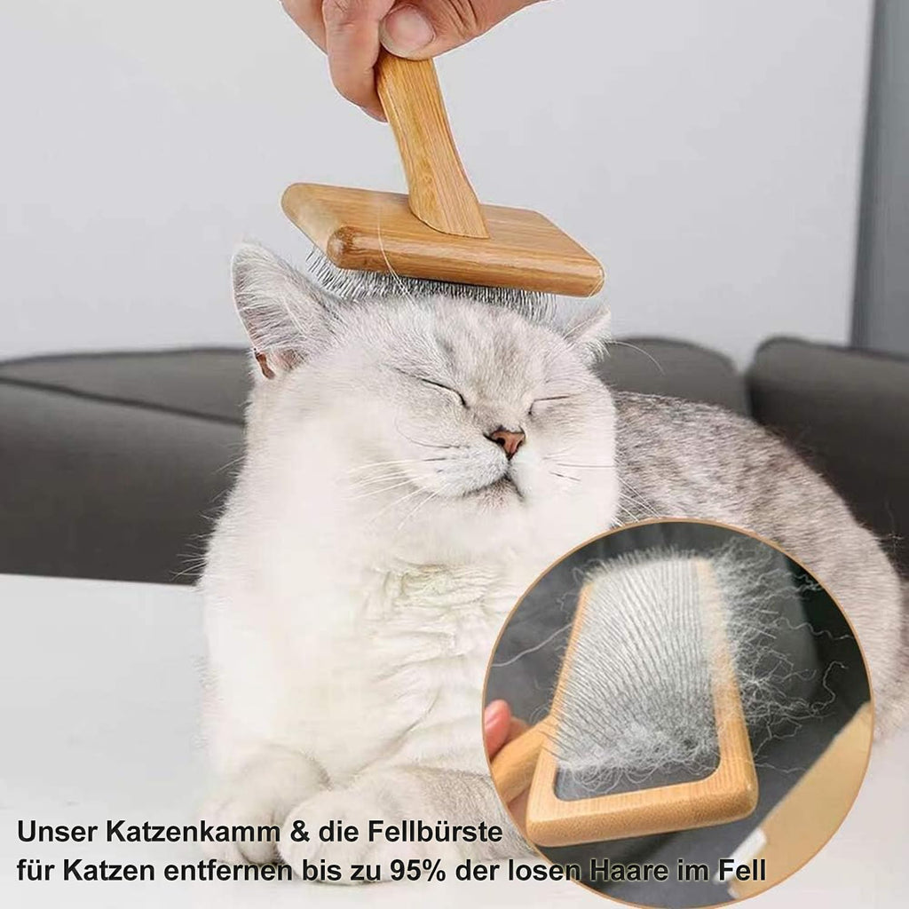 Holz Zupfbürste für Hund und Katze - Fellpflege Unterfellbürste