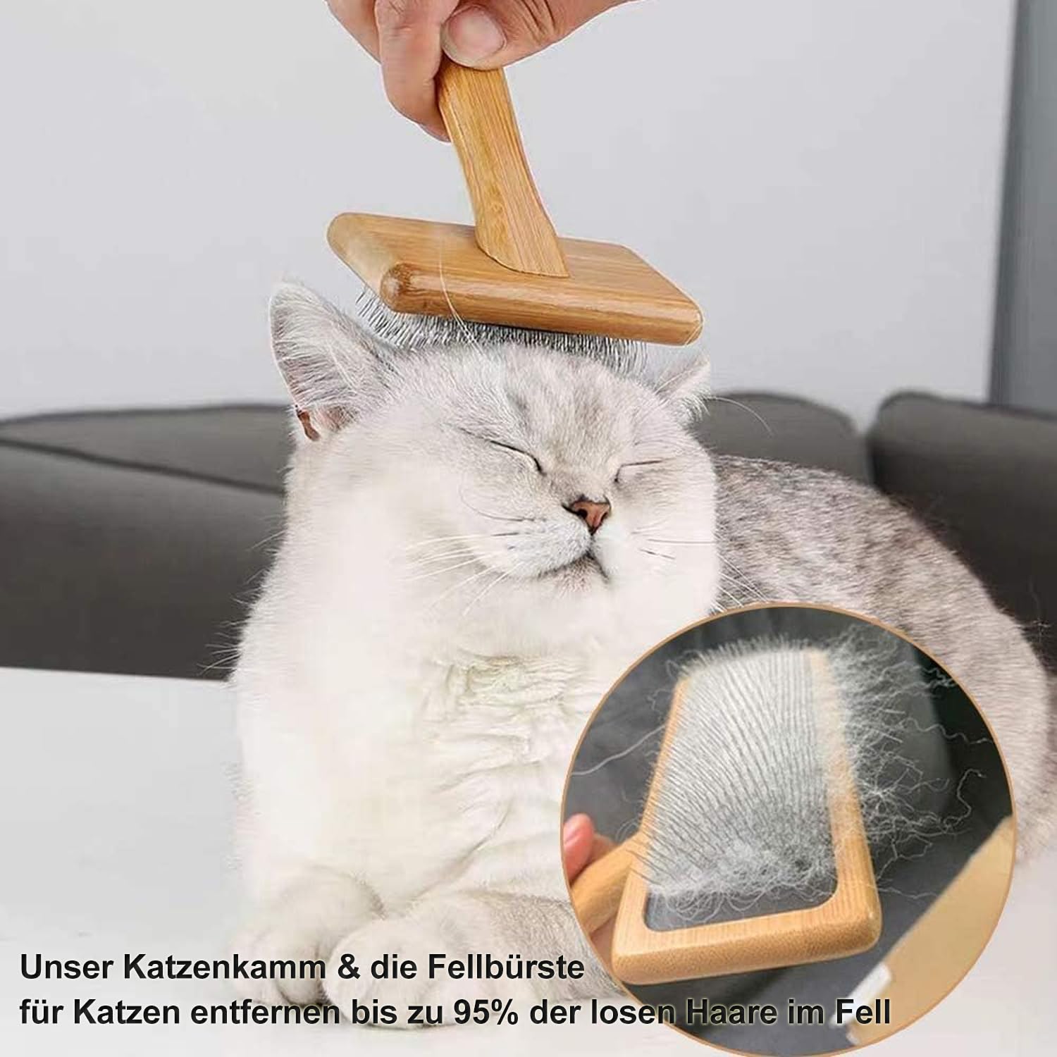 Holz Zupfbürste für Hund und Katze - Fellpflege Unterfellbürste