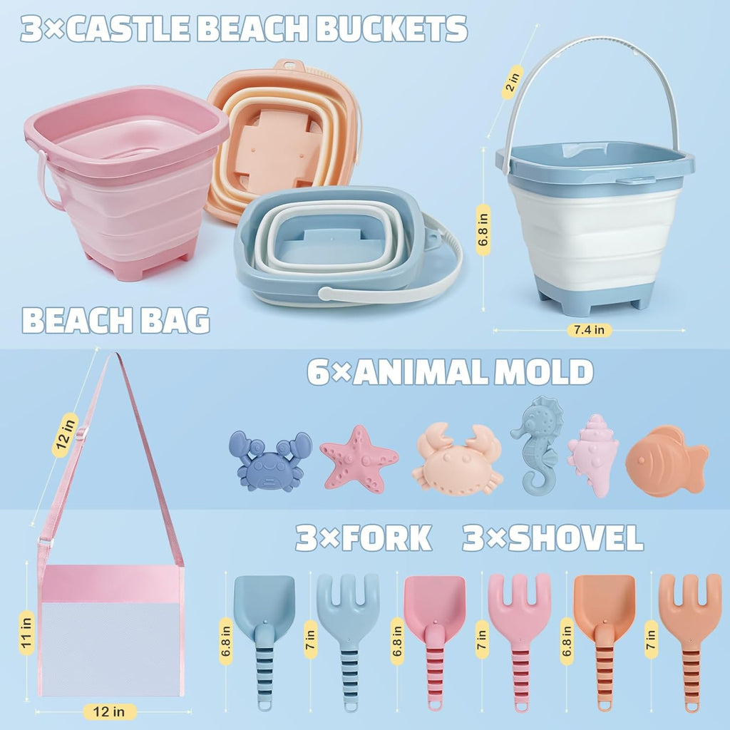 Sandspielzeug Set 18-teilig Kinder Strandspielzeug mit Eimer