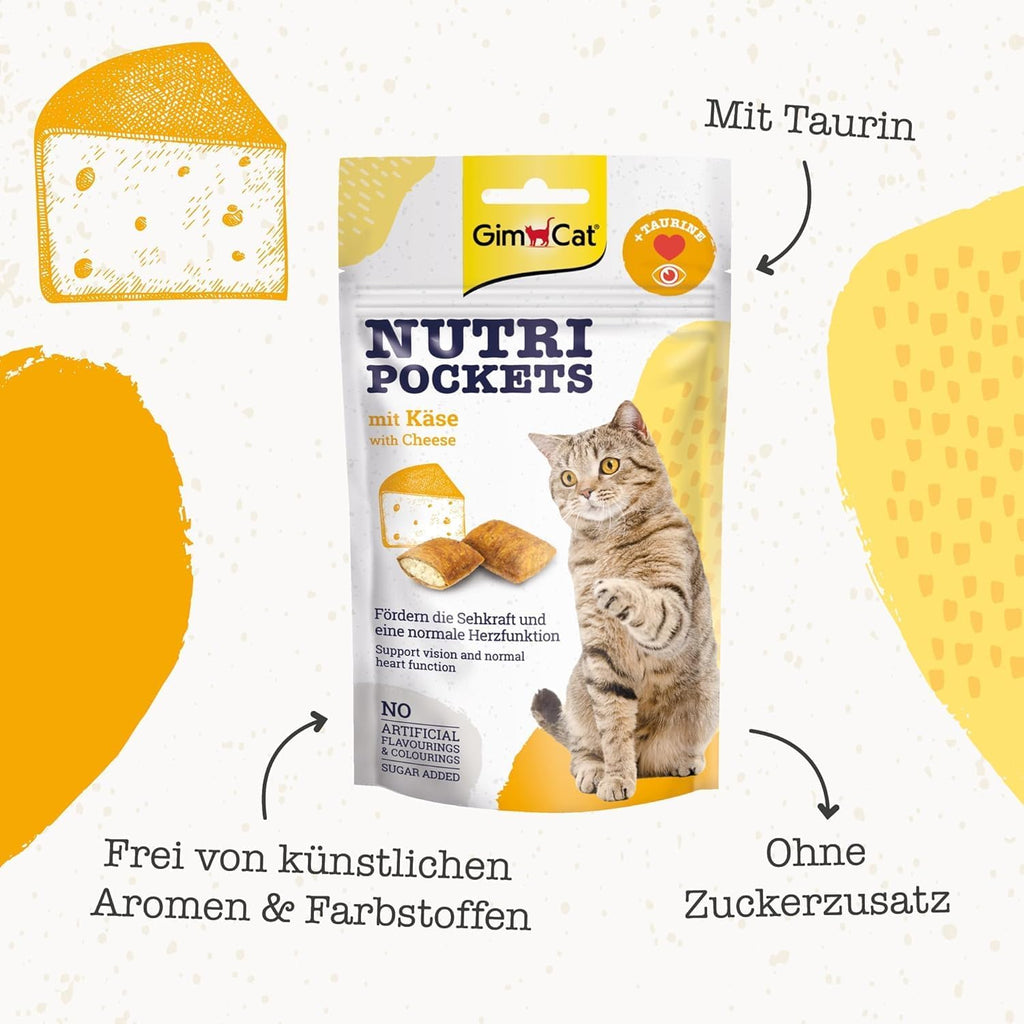 GimCat Nutri Pockets Kaese Katzensnack 60 g knusprig mit Fuellung
