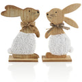 Osterhase Holz Aufsteller 2er Set Deko mit Schleife Fruehling Deko