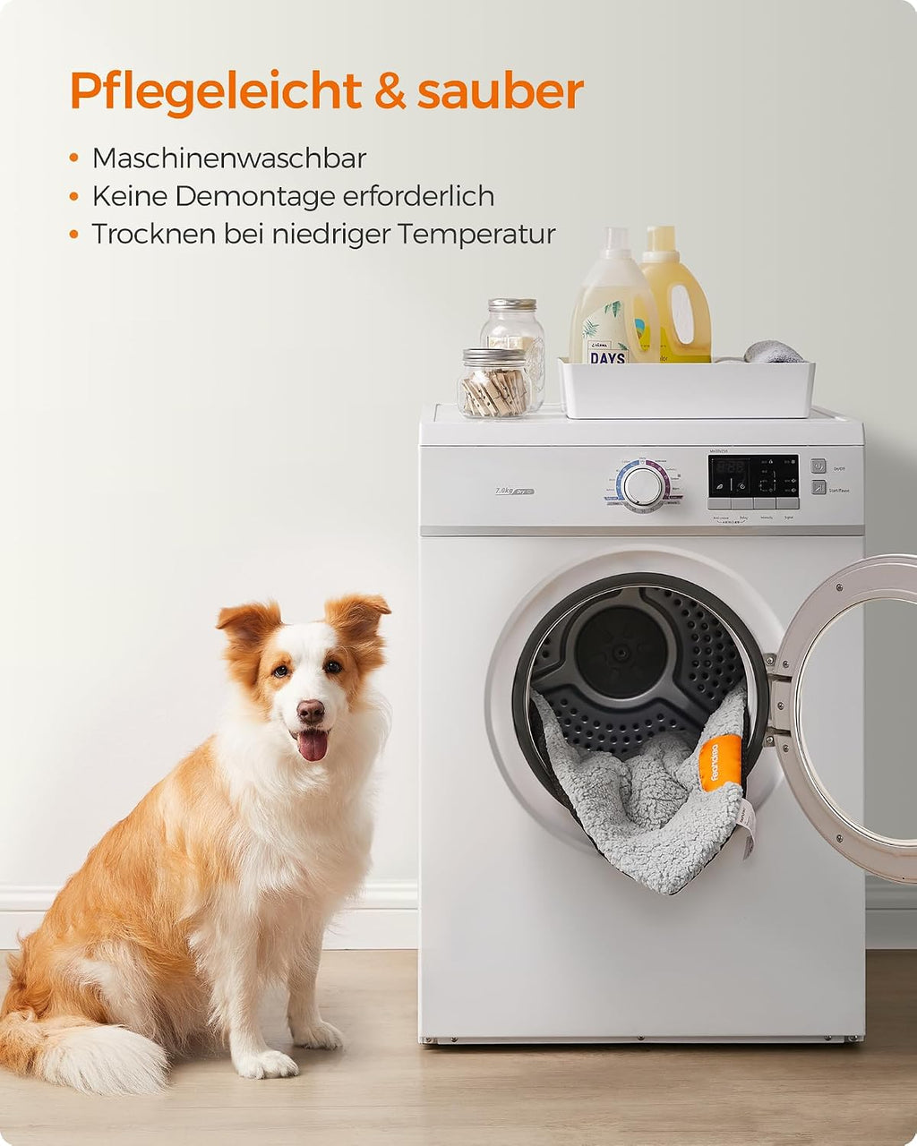 Feandrea Hundedecke 60x45 cm S rutschfest maschinenwaschbar hellgrau 45cm-75cm