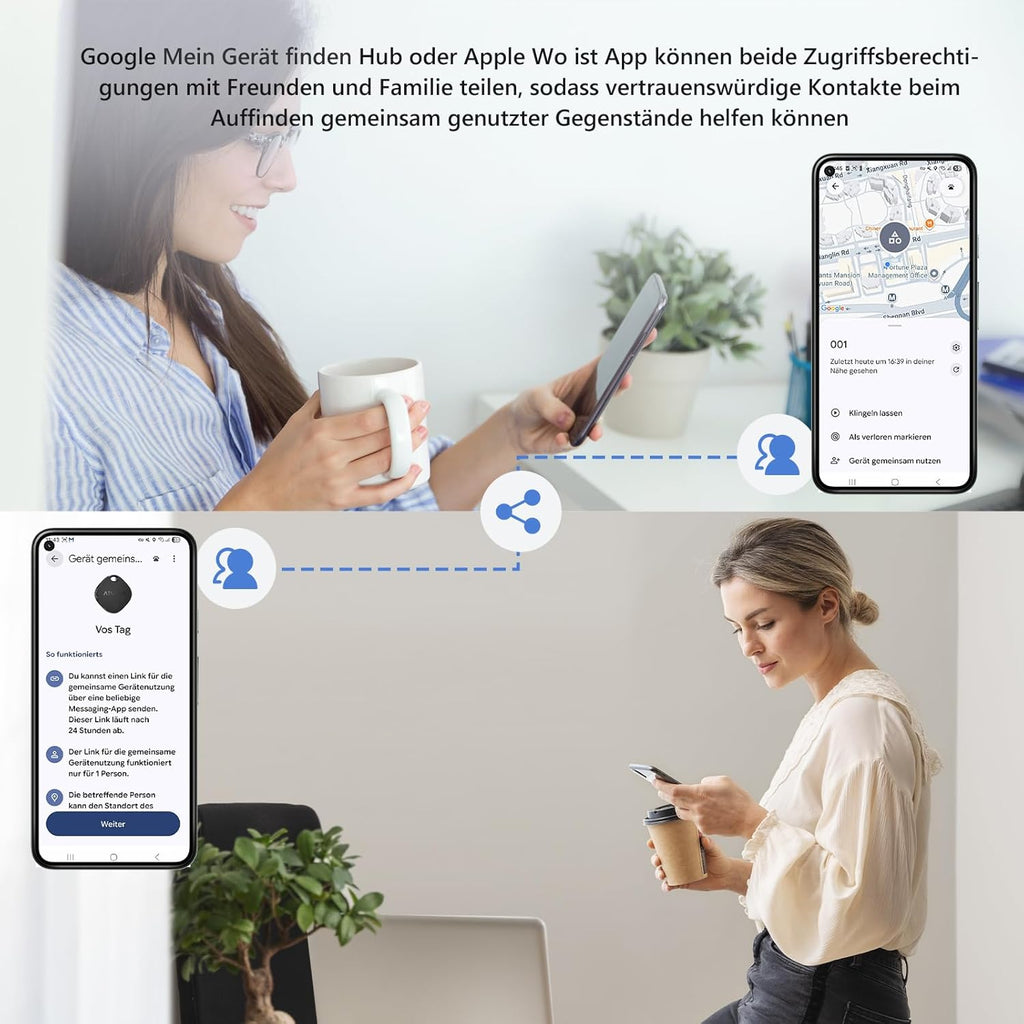 ATUVOS AirTag Pro Bluetooth Tracker fuer Android und iOS Dual-System Schluessel