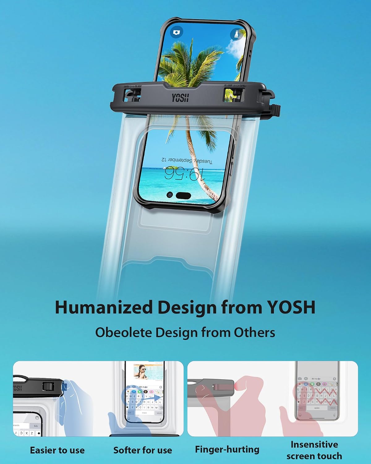 YOSH wasserdichte Handytasche bis 8,5" 2er Set fuer Bootfahren Unterwasser iPhone
