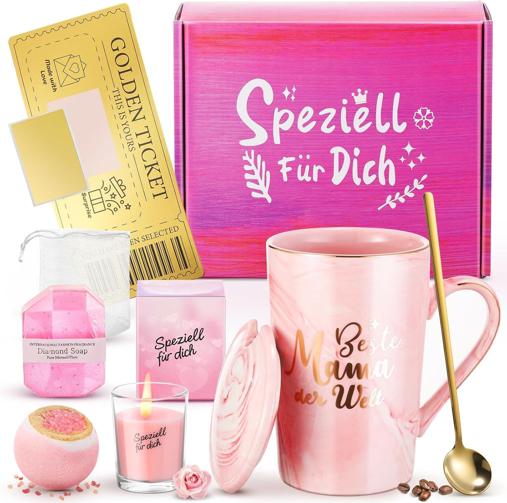 Geschenkset fuer Frauen Kaffeetasse Geburtstag Valentinstag Jahrestag