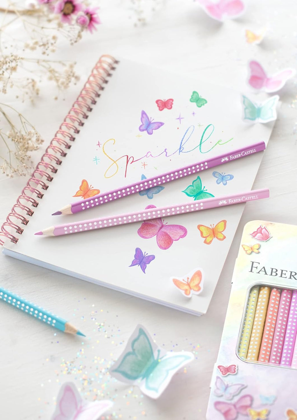 Sparkle Pastell Buntstifte 12er im Metalletui, dreikantig, bruchsicher