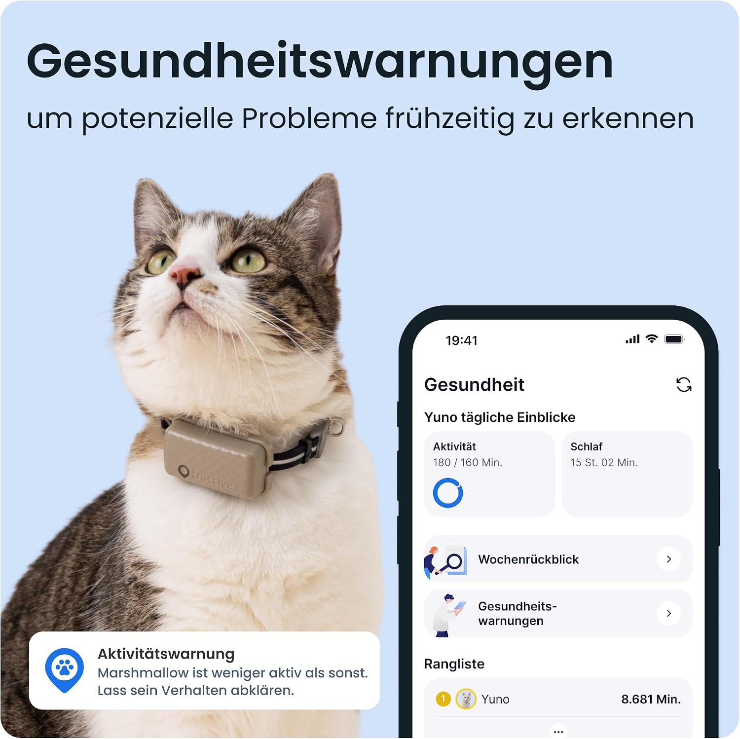 Tractive CAT Mini GPS Tracker Katzen Halsband Braun mit Live-Ortung
