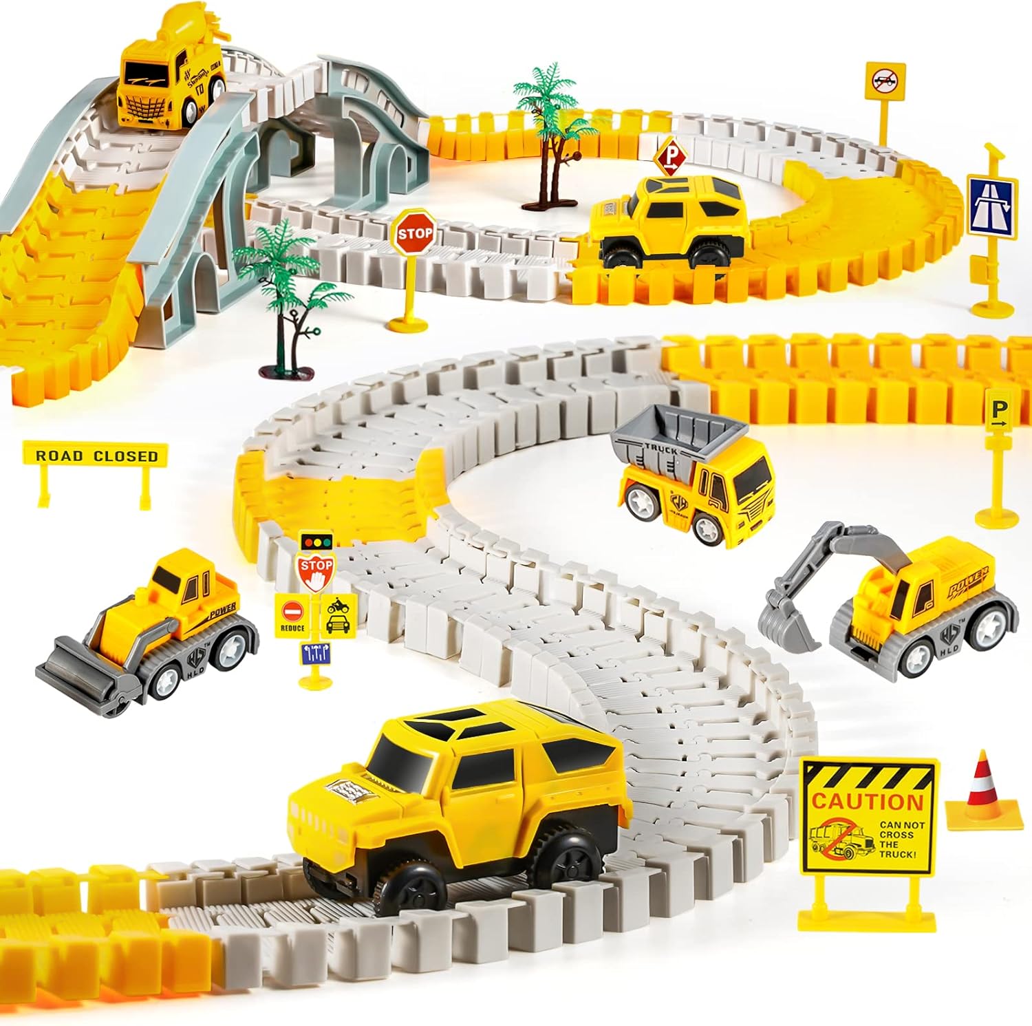 Autorennbahn Spielset 260-teilig 6 Fahrzeuge flexible Strecken verschiedene Sort