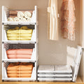 Schrank Organizer 4er Set faltbar stapelbar Aufbewahrungsboxen Weiss