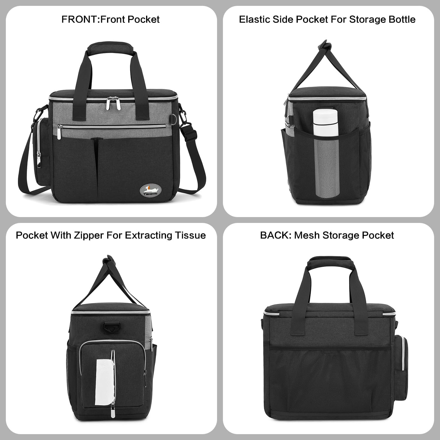 Hundetragetasche Reisetasche Flugzeug geeignet mit 2 Futtertaschen, 2 Napf, Fuett