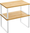 Gewuerzregal 2er Set stapelbar Metall Holz schwarz 29,7cm-39,7cm Kuechen Organizer