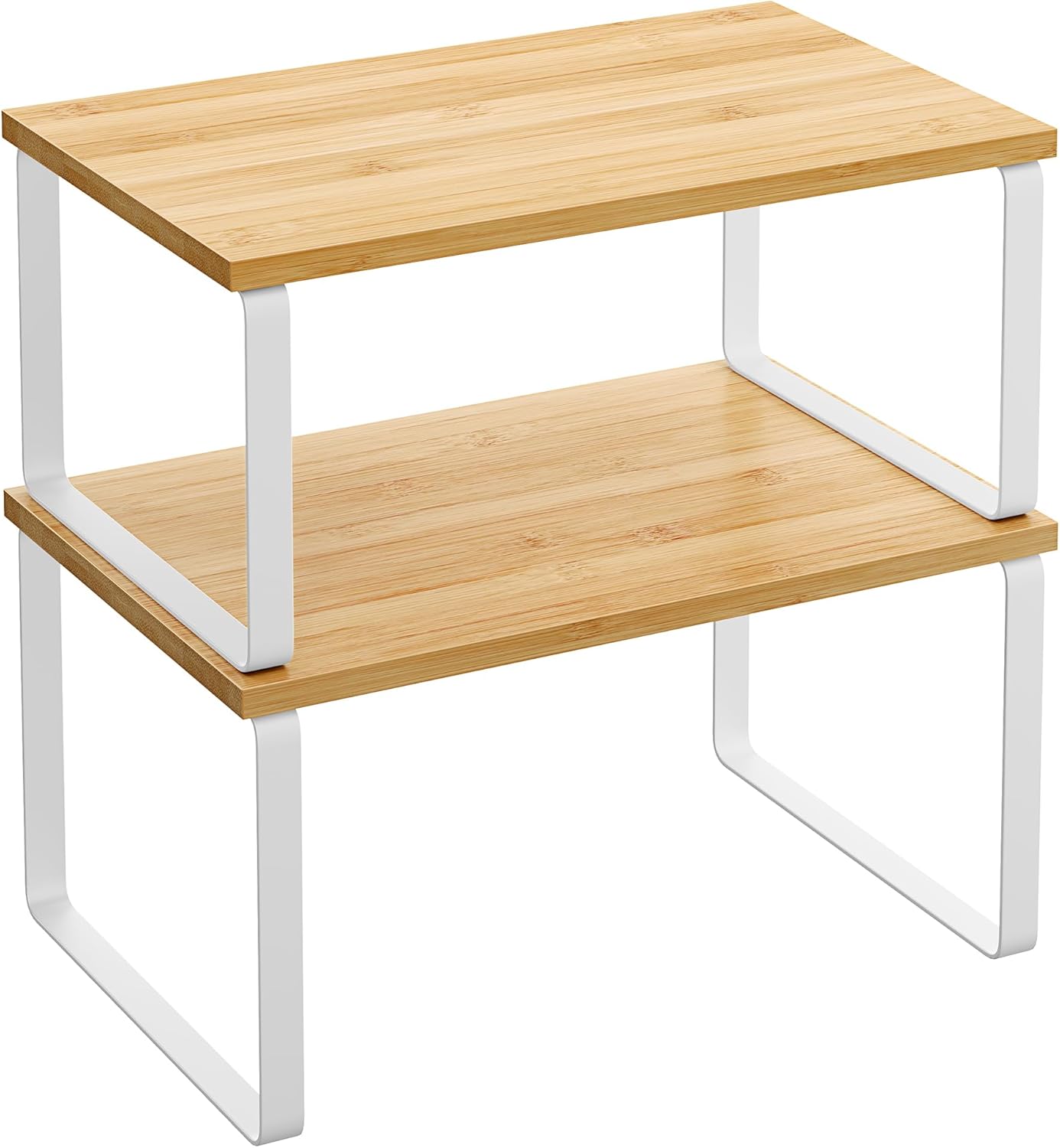 Gewuerzregal 2er Set stapelbar Metall Holz schwarz 29,7cm-39,7cm Kuechen Organizer