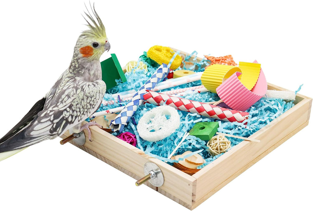 Vogel Foraging Spielzeugbox aus Holz für Papagei Wellensittich Käfig Zubehör