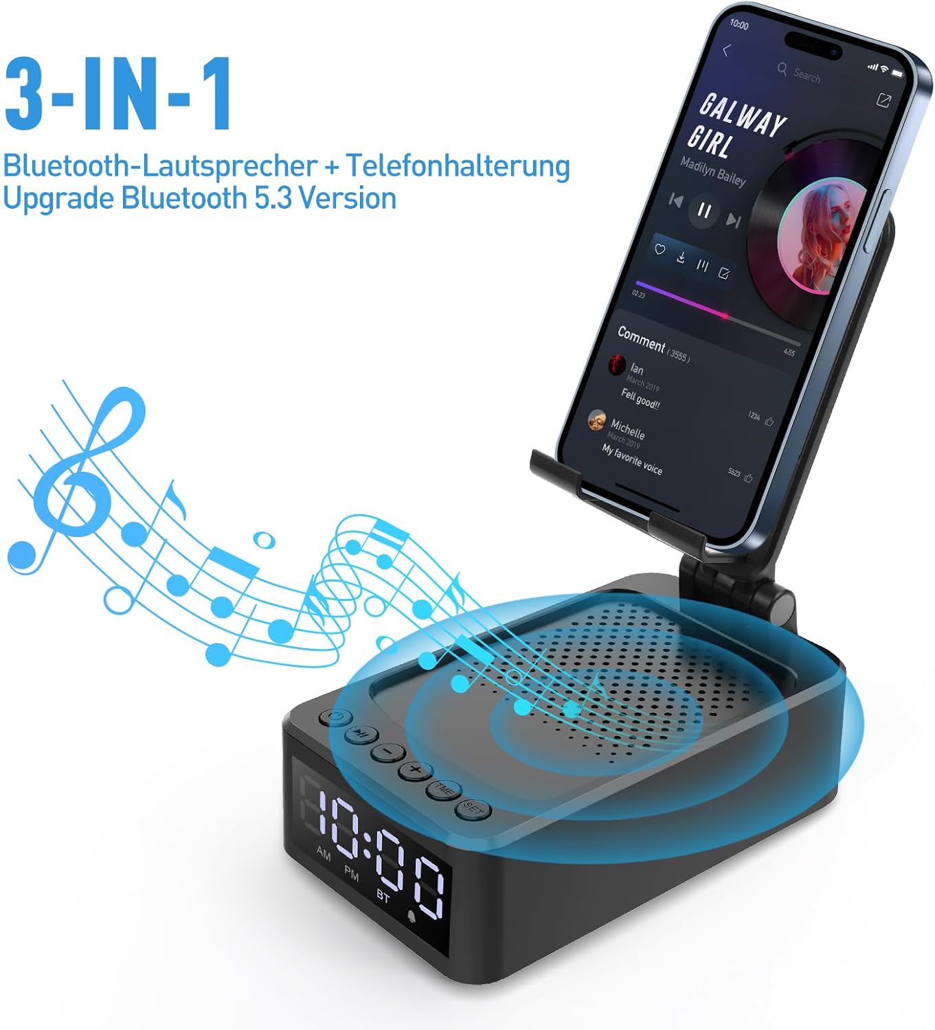 ZOOI Bluetooth Lautsprecher mit Handystaender Geschenk fuer Maenner