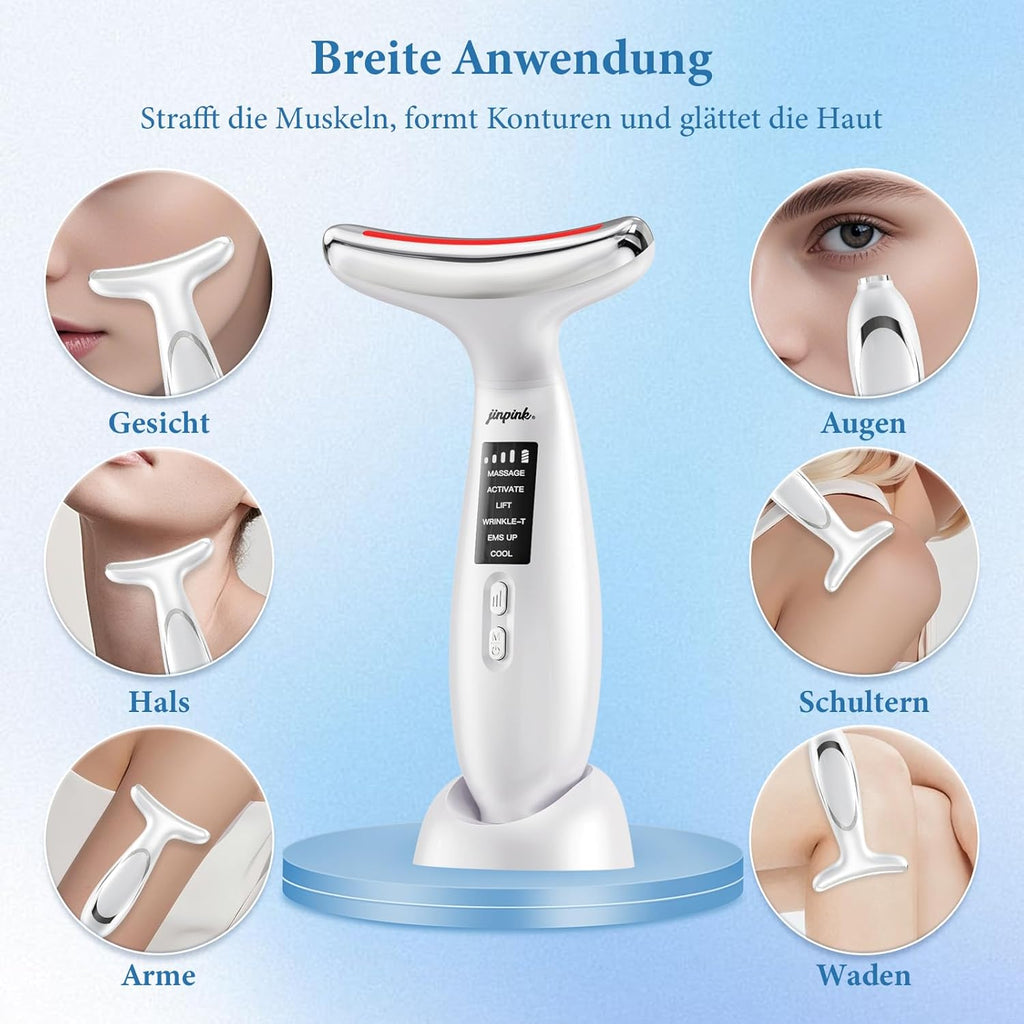 Gua Sha EMS Gesichtsmassagegeraet mit Kaelte Waerme LED Lifting Straffung