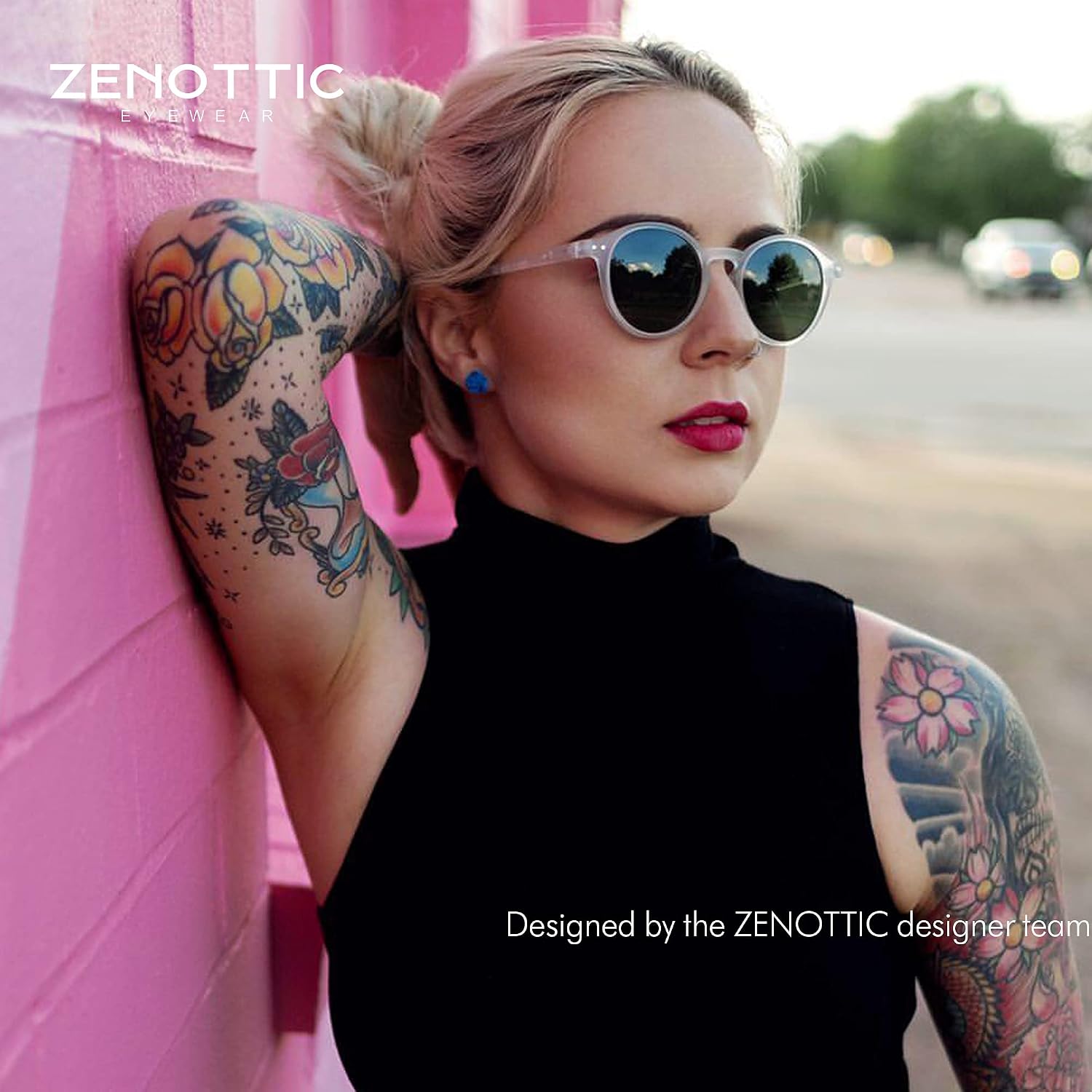 ZENOTTIC Sonnenbrille polarisiert rund UV400 Vintage Rahmen Herren Damen