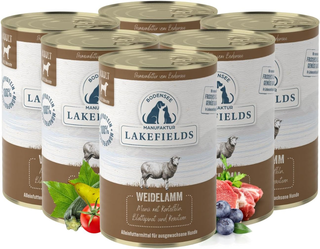 Lakefields Hundefutter nass Lamm 60% 6 x getreidefrei