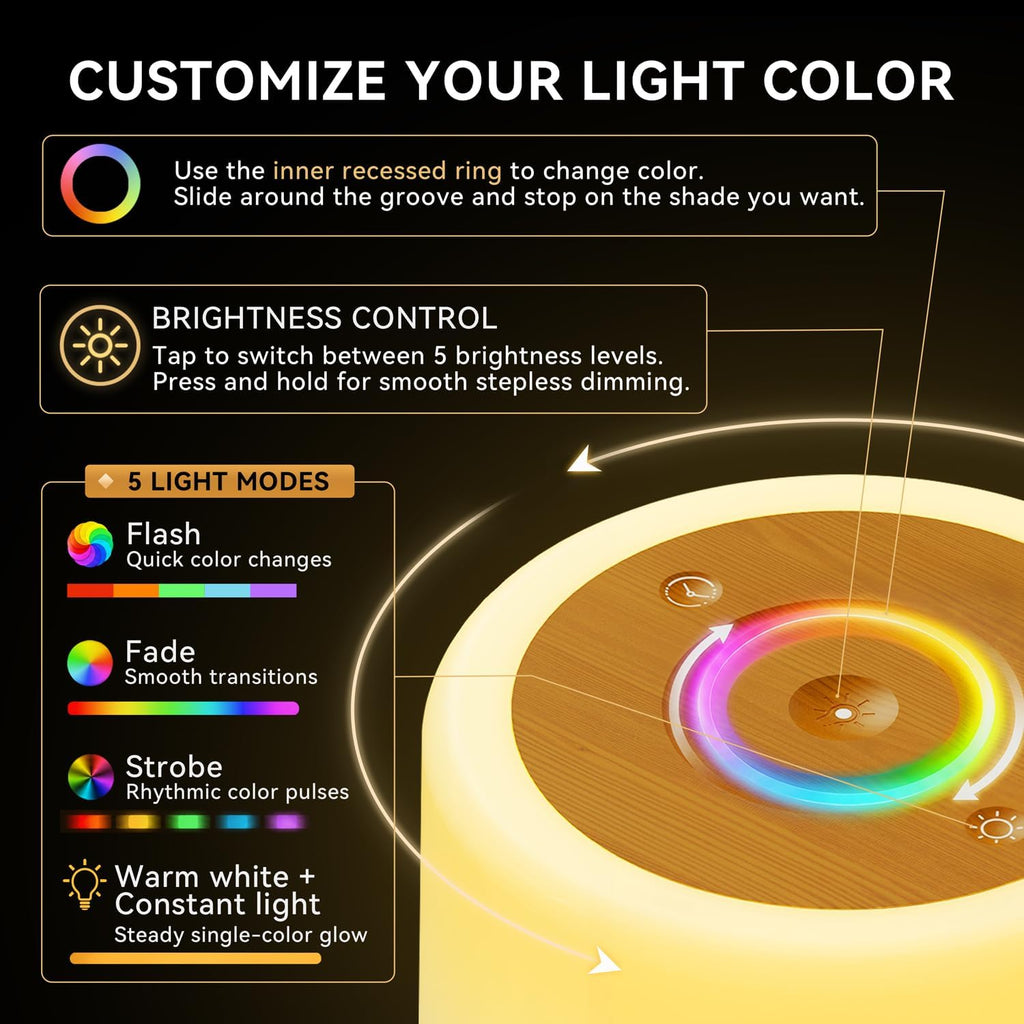 Auxmir Nachtlicht Touch dimmbar 256 RGB Farben, 3000mAh, kabellos